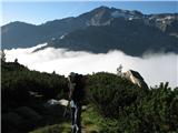 Hochalmspitze 3360 m ko stopiva nad meglo, se odpre modro nebo